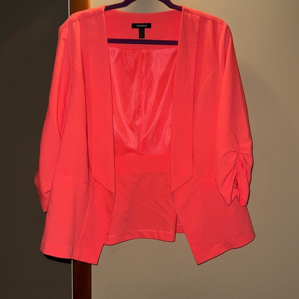 Neon coral Torrid blazer